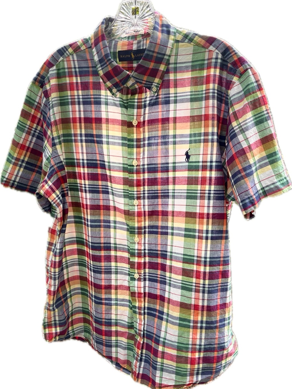 Ralph Lauren Madras Plaid Short-Sleeve Button-Down Shirt